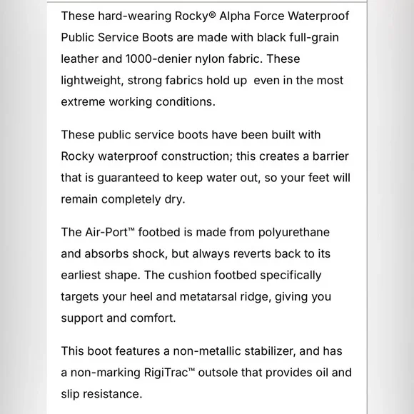 NEW IN BOX Rocky 8” AlphaForce Waterproof Public Service Boots - Picture 7 of 8